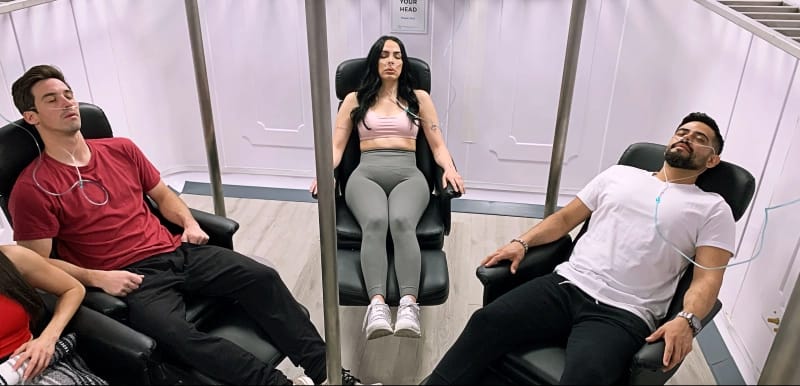 People sitting in a Hyperbaric Chamber