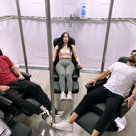People sitting in a Hyperbaric Chamber